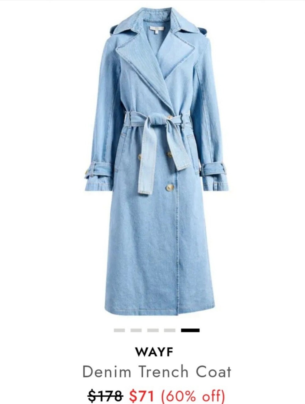 WAYF Light Blue Denim Trench NWT!